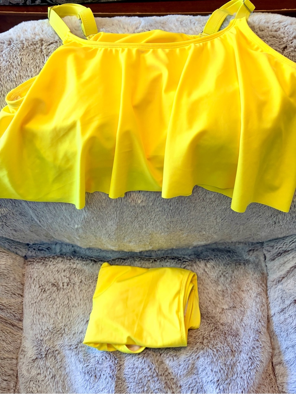 SHEIN Bright Yellow Flounce Bikini Set